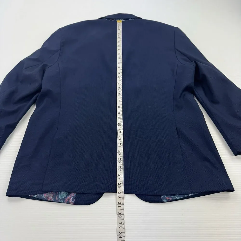 Tailorbyrd Collection Mens 46R Navy Blue Stretch Blazer Paisley Lining NWOT